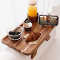Nnewvante Couch Cup Holder Tray, 3 in 1 Large 15.36"x9.85" Acacia Wood Sofa Arm by Nnewvante