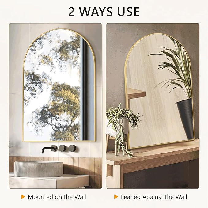 Arched Bathroom Mirror for Wall, Mirror for Vanity, Metal Frame - Image 6