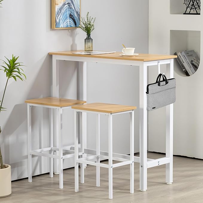 Finnhomy Bar Table Set, 39.3" Pub Table High Top Table, Rectangular Bar Height - Image 2