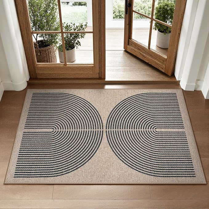 Lahome Rainbow Easy Jute Rug, 2x3 Farmhouse Kitchen Rugs Non Slip Washable by Lahome