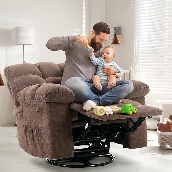 Rocking Recliner Chair, 360° Swivel Rocker Chair - Image 2