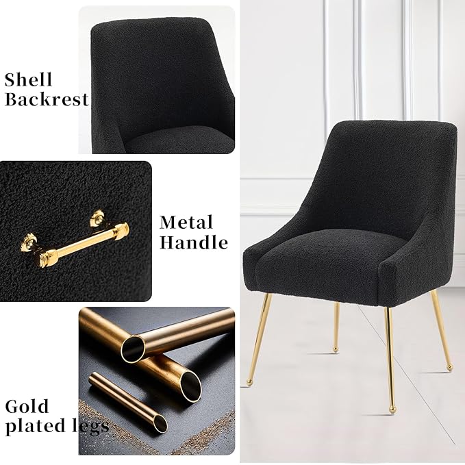 Modern Velvet Dining Chairs Set of 2, Contemporary Upholstered Furniture - Image 5