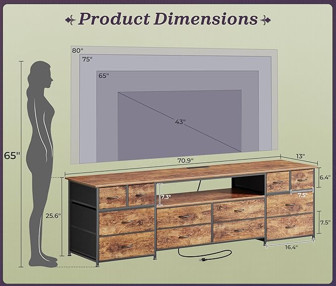 Huuger 70.9 Inch Dresser TV Stand - Image 3