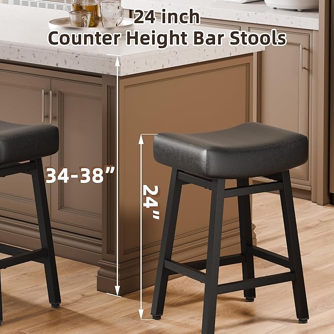 Counter Height Bar Stools Set of 3, 24 Inch Backless BarStools - Image 8