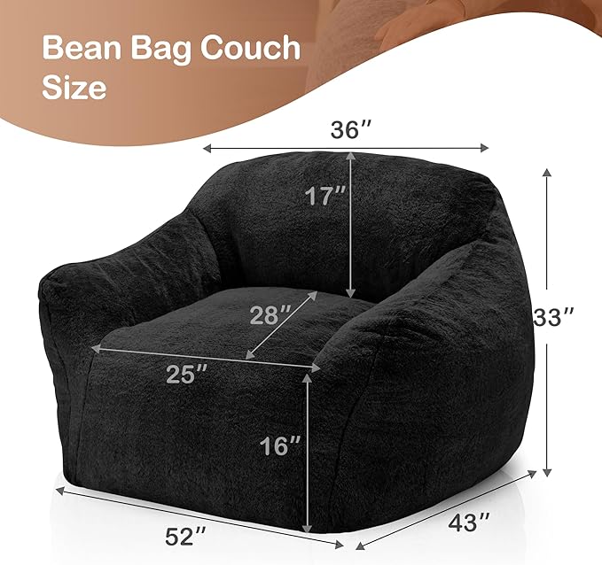 Giant Bean Bag Chair for Adults, Large Memory Foam BeanBag Chairs, Oversized - Image 2