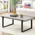 FOLUBAN Modern Coffee Table, Rustic Wood and Metal Center Table, Rectangle by FOLUBAN