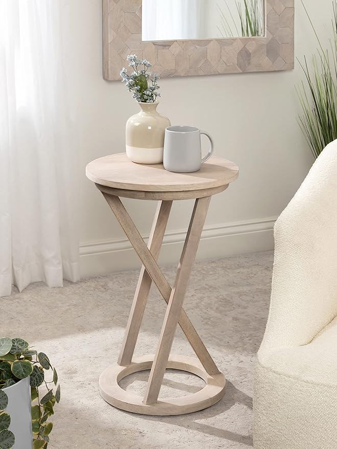Kate and Laurel Aja Modern Round Side Table, Decorative Modern Geometric Wood - Image 8