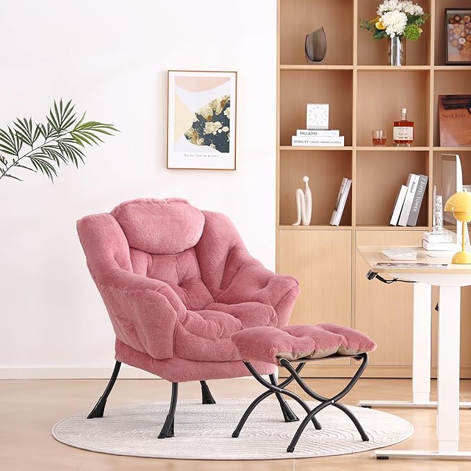 LITA Lazy Chair with Ottoman, Modern Accent Leisure Upholstered Sofa Chair - Image 8