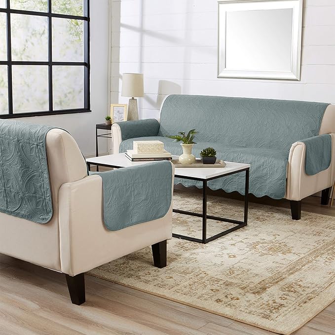 Medallion Stitched Solid Furniture Protector Stain Resistant Durable Furniture - Image 4