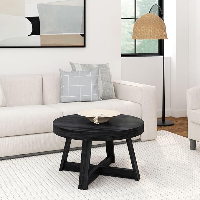 Plank+Beam Classic Round Coffee Table, 30 Inch Farmhouse Coffee Table, Mini - Image 2