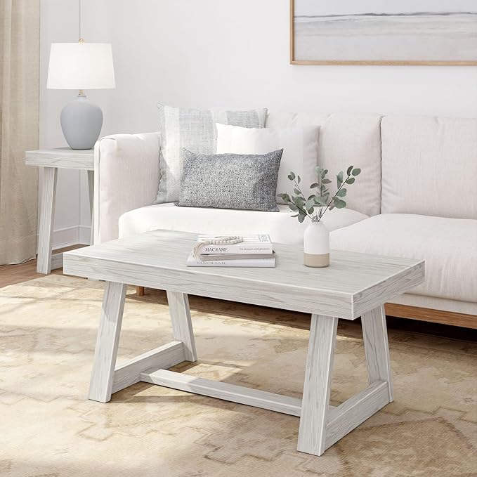 Plank+Beam Classic Rectangular Coffee Table, 40 Inch Farmhouse Coffee Table by PlankBeam
