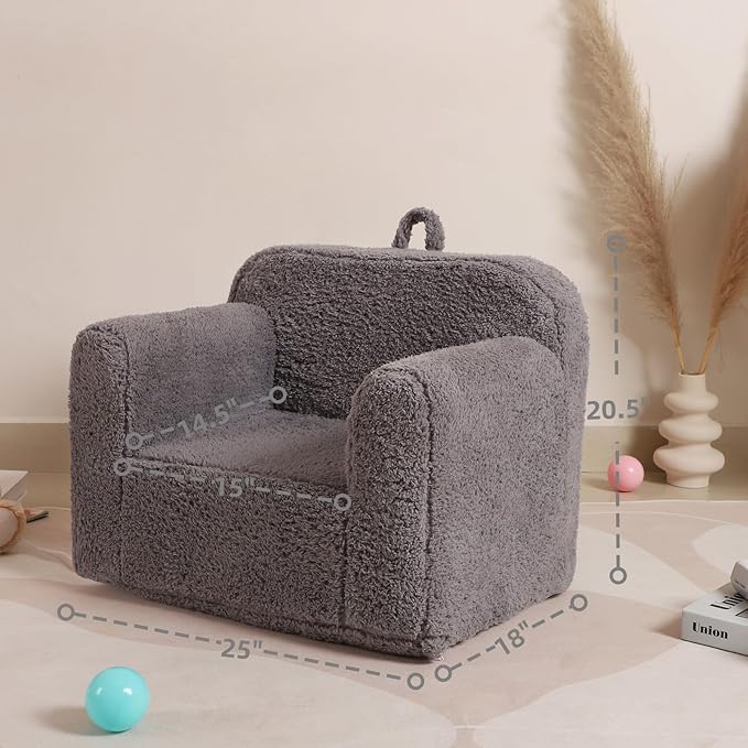 Kids Snuggly-Soft Sherpa Chair, Cuddly Toddler Foam Chair - Image 3