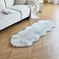 duduta White Black Faux Sheepskin Runner Rugs 2x6 ft, Fluffy Shag Bedroom Rug by Duduta