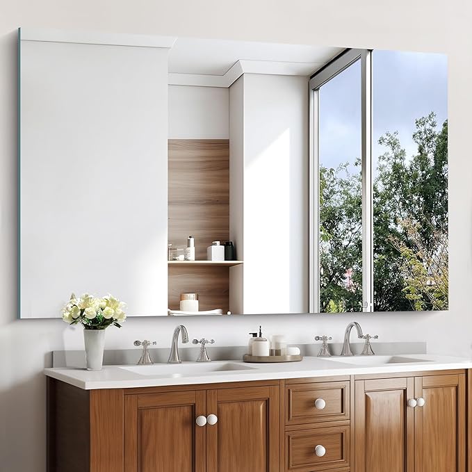 KOCUUY Large Frameless Mirror, 60x36 Inch Rectangle Bathroom Vanity Mirror - Image 2