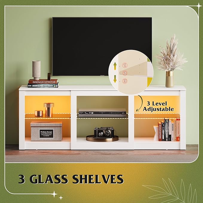 WLIVE LED TV Stand for 65 Inch TV, Modern Entertainment Center - Image 5