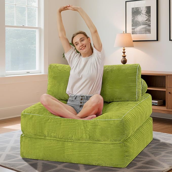 HABUTWAY Folding Sofa Bed, Convertible Sleeper Chair Bed w/Dual-Pillow & Handle - Image 3