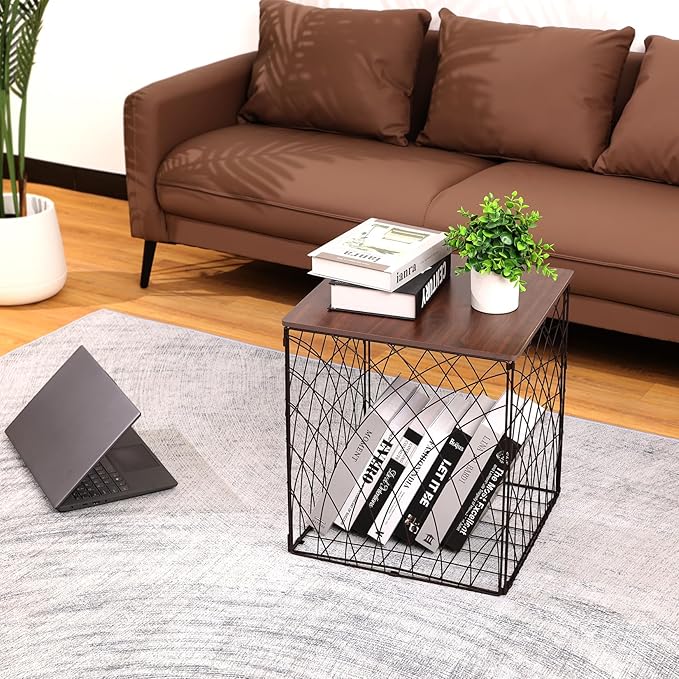 Small Coffee Table Storage, Square End Tables Blanket Basket - Image 4
