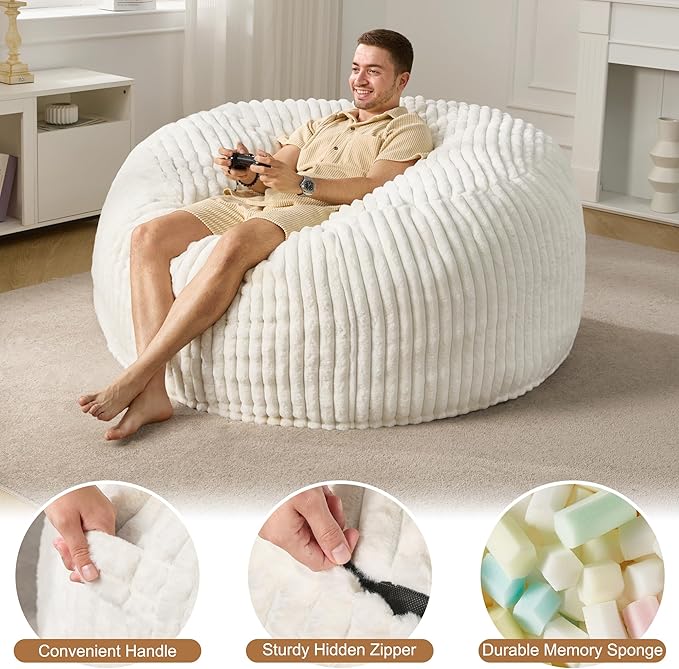 Hobestluk 5ft Bean Bag Chairs for Adults Large Beanbag Chair - Image 4