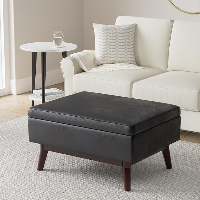 SIMPLIHOME Owen 34 inch Wide Mid Century Modern Rectangle Coffee Table Storage - Image 2