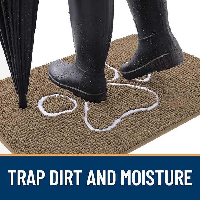 OLANLY Door Mat for Muddy Dog Paws 47x32, Ultra Absorbent Chenille Mud Doormat - Image 2