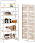 4NM No-Assembly 5 Tiers Folding Bookshelf Storage Shelves Vintage Bookcase by 4NM