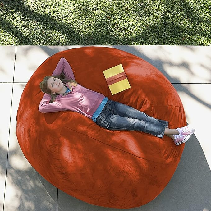Giant Fur Bean Bag Chair Cover for Kids Adults, Living Room Furniture Big Round - Image 3