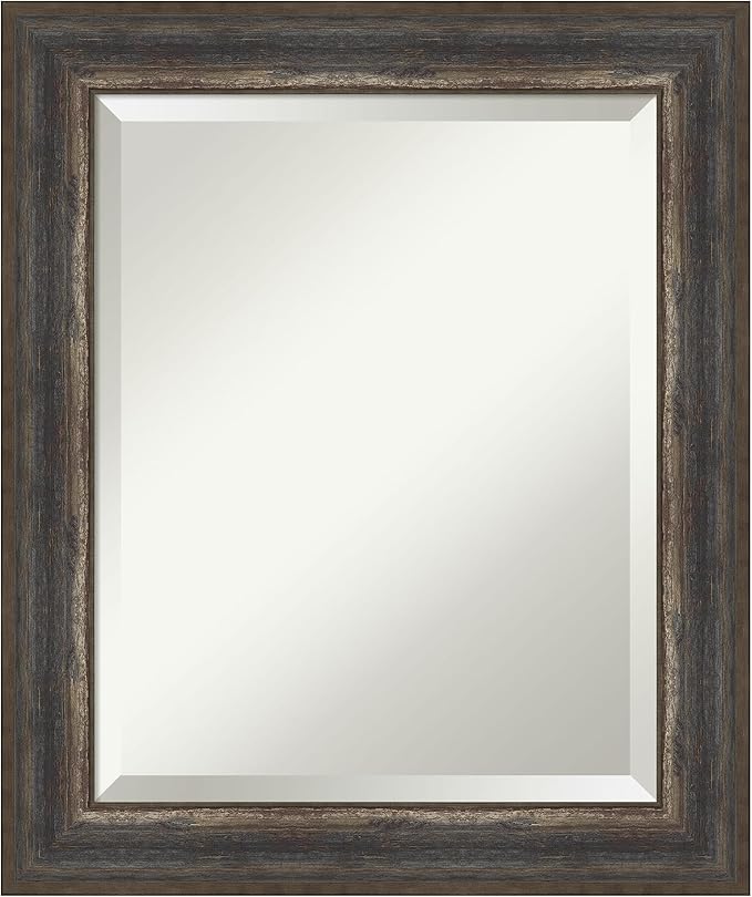 Amanti Art Brown Wall Mirror 25x21 Alta Rustic Char Rectangle Bathroom Mirror by AmantiArt