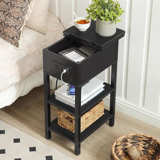 HOOBRO End Table with Charging Station, Flip Top Side Table with USB Ports - Image 2