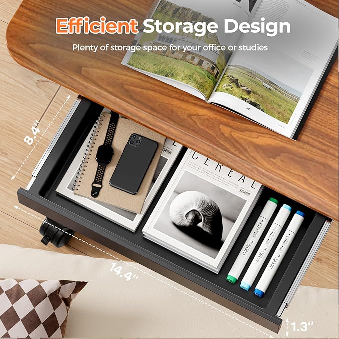 Mobile Standing Desk with Drawer, Portable Laptop Workstation on Wheels - Image 6