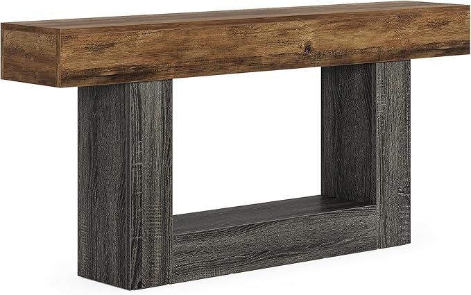 Tribesigns 63" Console Table, Farmhouse 2-Tier Entryway Table - Image 9