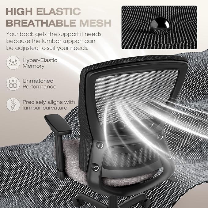 T96C Ergonomic Home Office Chair, Mesh Computer Desk Chair - Image 9