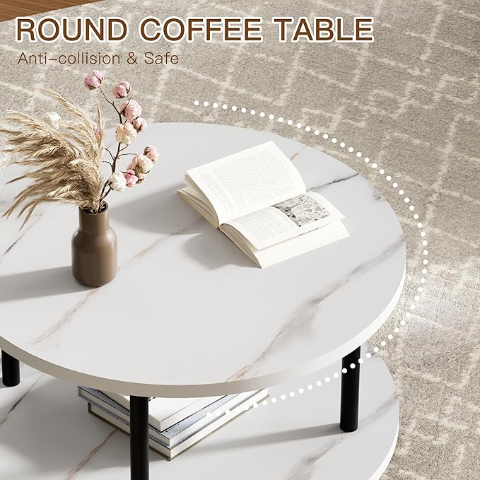 Round Coffee Table, 23.6" Circle Coffee Table - Image 5