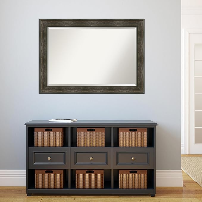 Amanti Art Brown Wall Mirror 30x42 Rail Rustic Char Rectangle Bathroom Mirror - Image 6