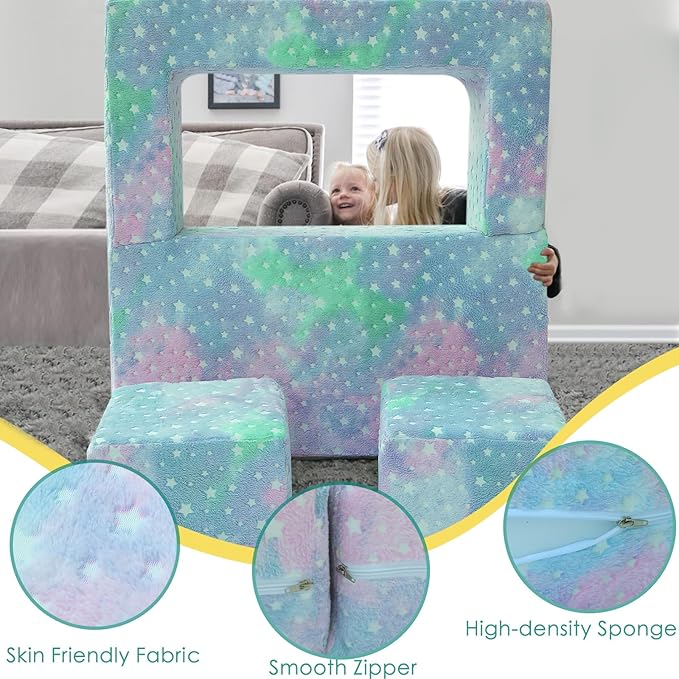 MeMoreCool Kids Play Couch for Playroom, Toddler Glow in Dark Sofa, Modular - Image 5