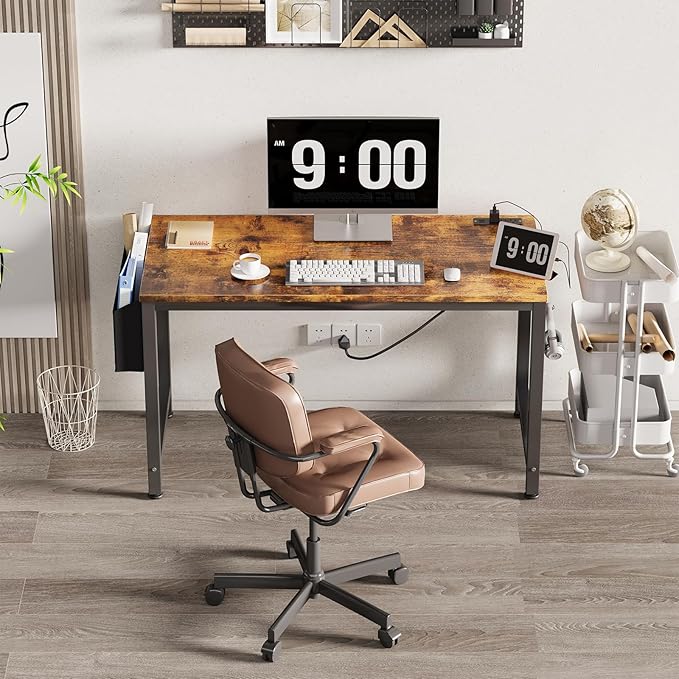 Lufeiya Computer Desk with Power Outlet, 47 inch Teen Study Table Home Office - Image 2
