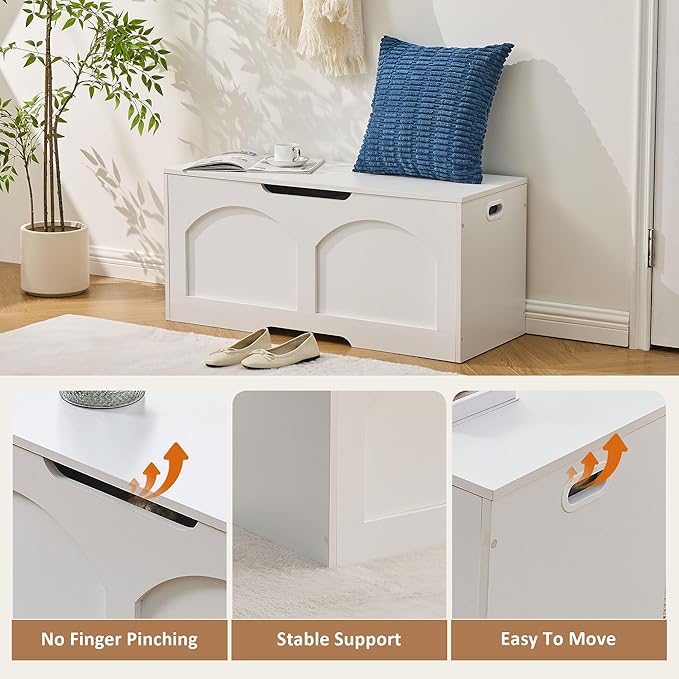 Storage Chest, 31.5" Storage Trunk Chest, Retro Entryway Bench, Supports 330 lbs - Image 9