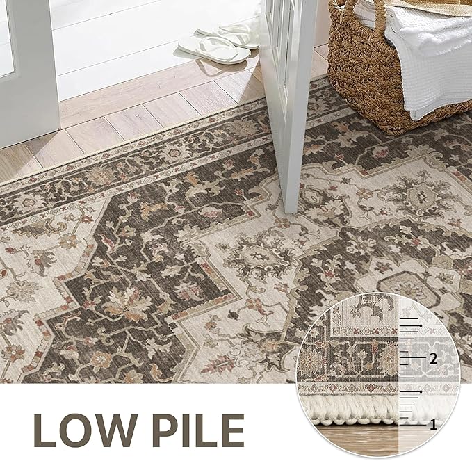 GENIMO 8x10 Area Rugs for Living Room, Machine Washable Non Slip Vintage Retro - Image 6