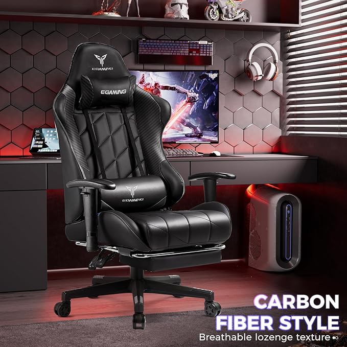 Gaming Chair with 3D Adjustable Armrests, Cow Print Design, Ergonomic Office - Image 2