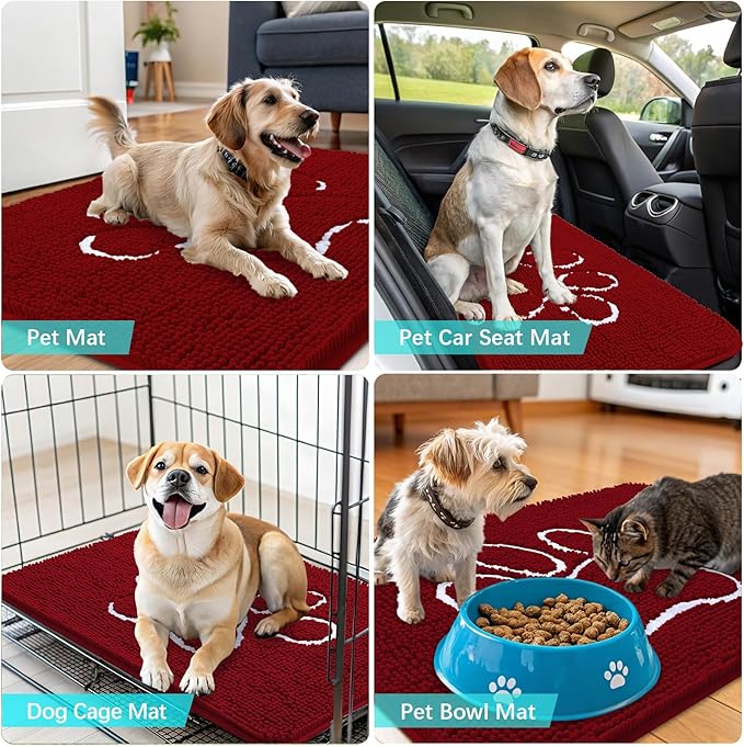 OLANLY Door Mat for Muddy Dog Paws 36x24, Ultra Absorbent Chenille Mud Doormat - Image 7