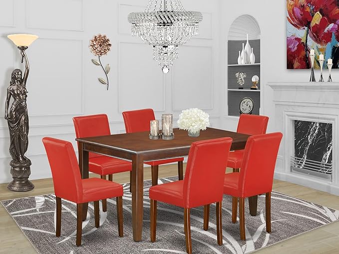 East West Furniture DUAB7-MAH-72 7 Piece Dining Set Consist of a Rectangle - Image 2