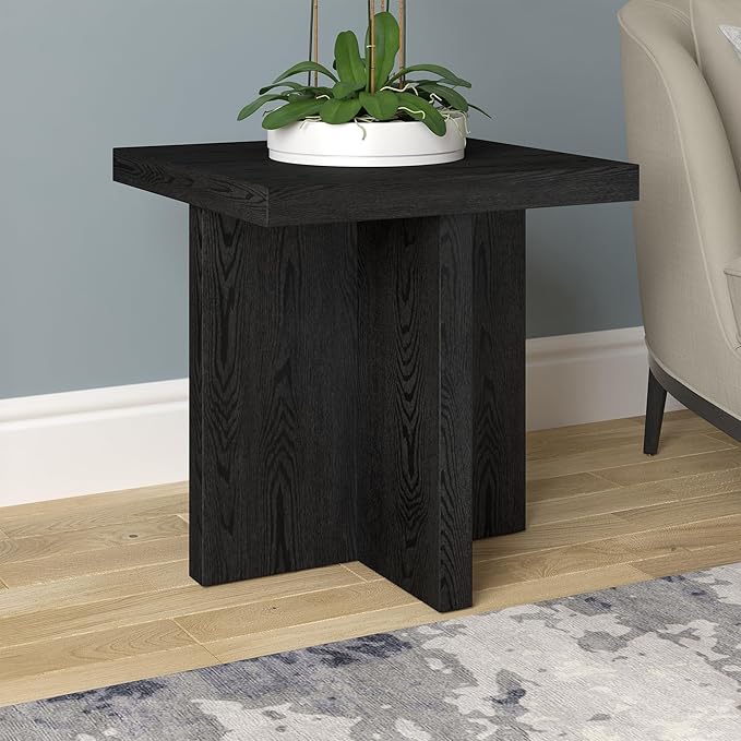 Henn&Hart 22" Wide Square Side Table in Natural Black, - Image 2