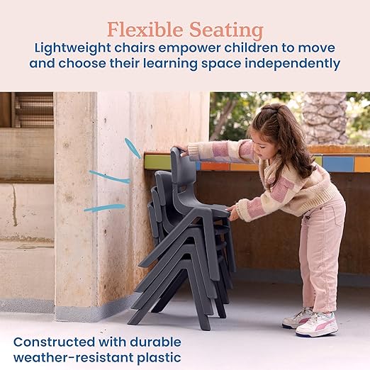 ECR4Kids 12in Plastic School Stack Chair, Classroom Furniture - Image 6