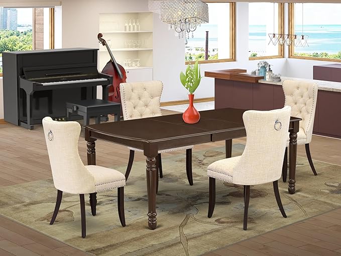 East West Furniture DODA5-MAH-32 5 Piece Kitchen Table Set Consists of a - Image 2