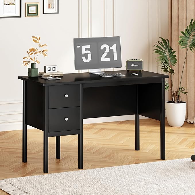 BHG Computer Desk with Drawers, Modern White Home Office Desk with Storage - Image 5