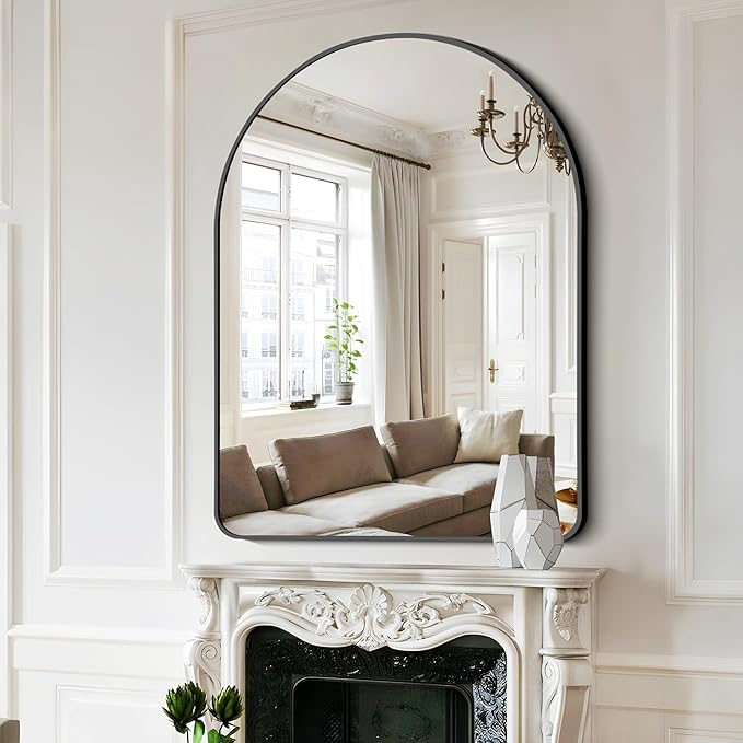 FORBATH Arched Mirror 36x48 Inch, Bathroom Mirror Wall Mounted Modern Black - Image 4