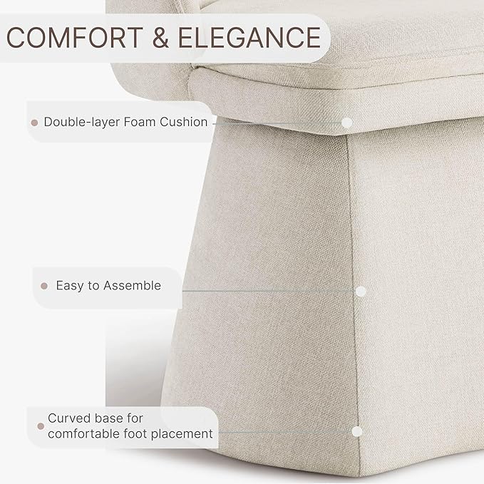 Swivel Dining Chairs Modern Desk Chair Upholstered Linen Fabric Side Chair - Image 5