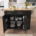 46" Kitchen Island with Drop Leaf, Dining Storage Cart W/ 3 Tier Pull Out by Unknown