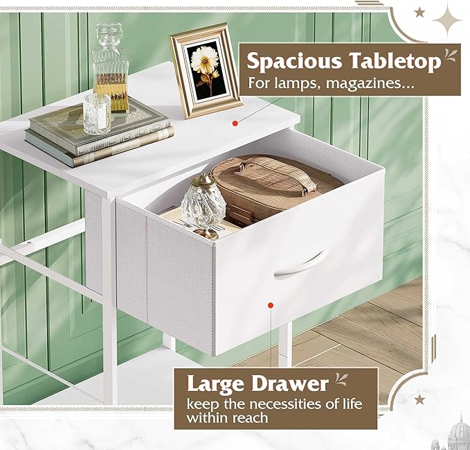WLIVE Night Stand Set 2, End Tables Dresser - Image 5