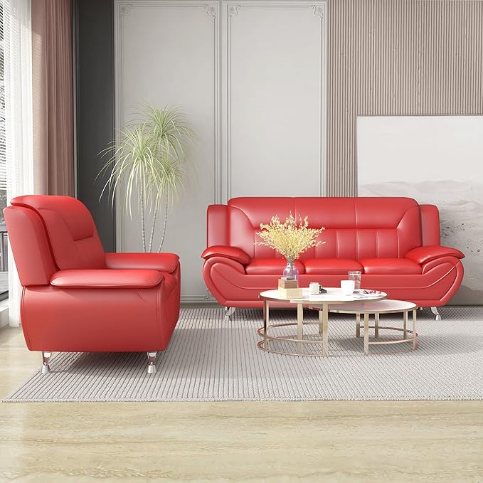 Container Furniture Direct Michael Modern Faux Leather Upholstered Stainless - Image 14
