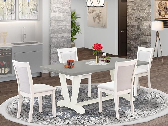 East West Furniture V097MZ001-5 5 Piece Dining Room Table Set Includes a - Image 2